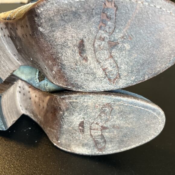 Freebird Boots Womens 8 Blue Cyrus Leather Roses Embroidery Knee High Laces Boho - Picture 13 of 16